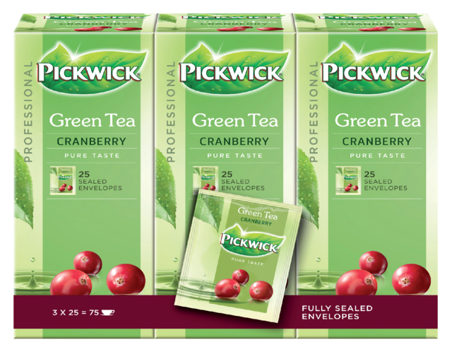 Thee Pickwick groene cranberry (3pak à 25st)