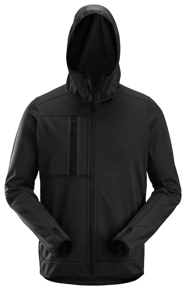 Fleece Hoodie met Rits Zwart Snickers