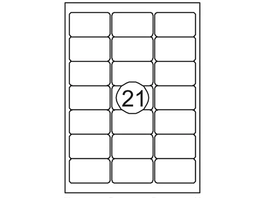 Etiket Laser/Kopieer 63,5x38.1mm Wit 21 Etiket/Vel 100 Vellen
