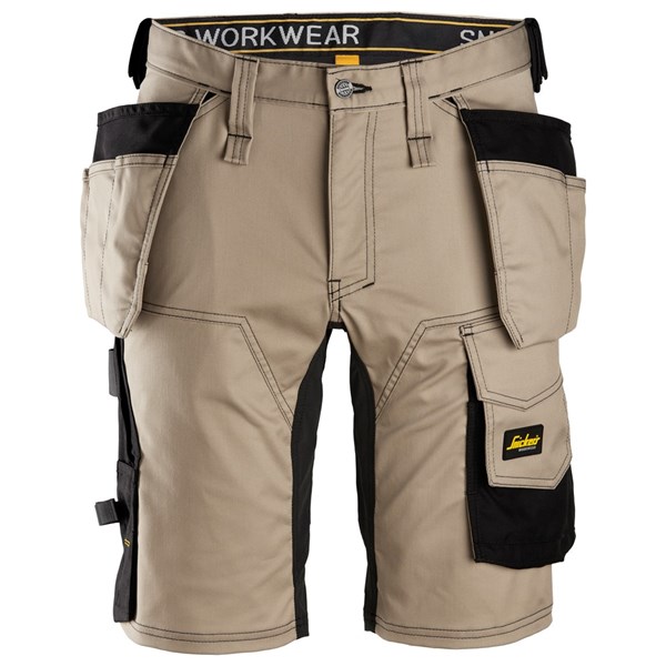 Werkbroek kort 6141 met holsterzak kaki/zwart