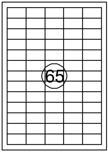 Etiket Laser/Kopieer 38x21.2mm Wit 65 Etiket/Vel 100 Vellen