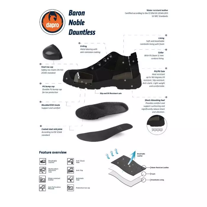 Dapro Noble High S3 Veiligheidsschoen Zwart