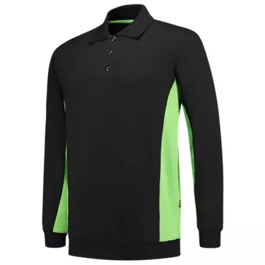 Polosweater Bicolor zwart/lime