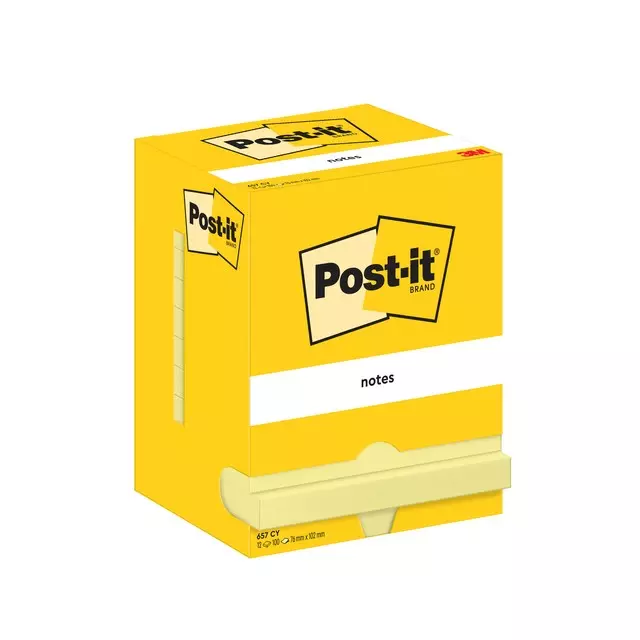 Post-It Memoblok 76x102mm - 100 vel - Geel - 12 stuks