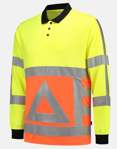 Poloshirt verkeersregelaar lange mouw fluor orange-yellow 203002