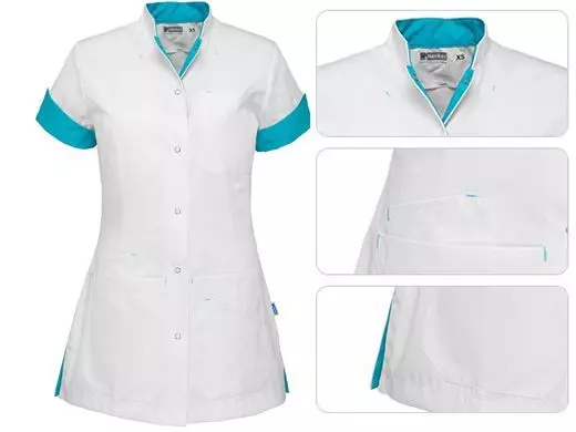 Zorgjas Livia Wit/Turquoise De Berkel Dames Voorkant en Dichtbij