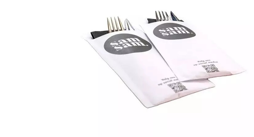 Tafelaankleding bedrukte bestekzakjes Sam Sam