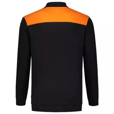 Polosweater bicolor naden zwart/oranje