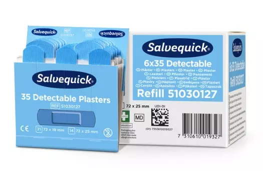 Salvequick detectable pleisternavulling blauw (formaat 72x19mm + 72x25mm)