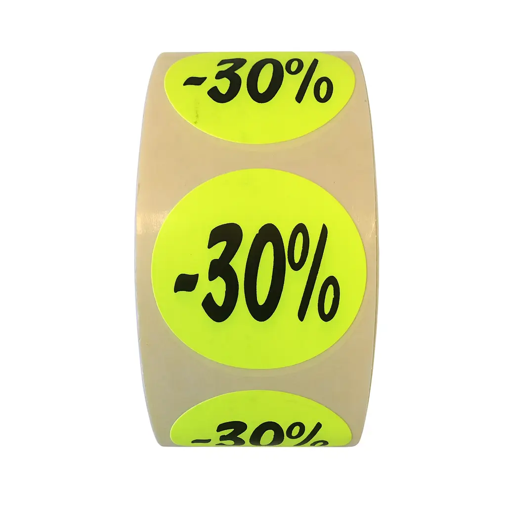 Etiket Rond 30% Ø27mm Geel 500 stuks