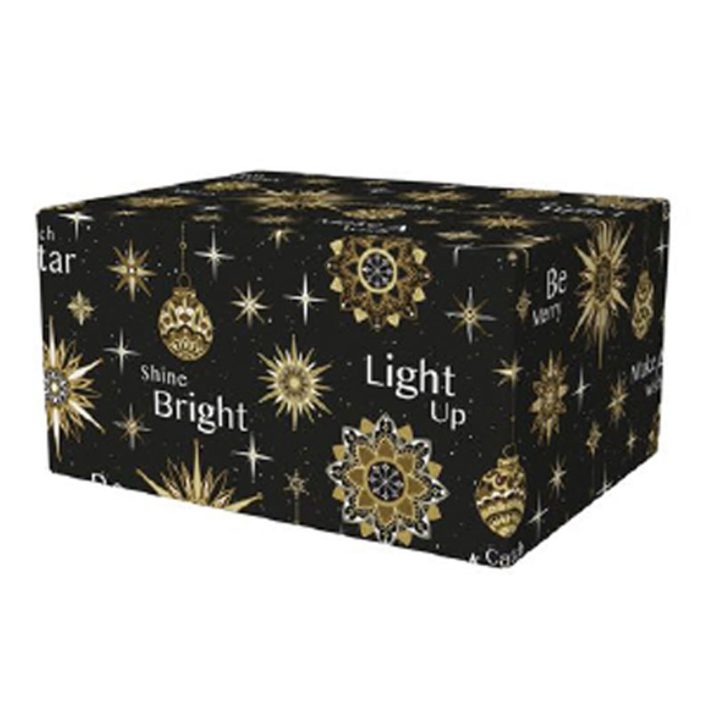 Kerstdoos 390x290x200mm Bright Stars zwart-goud (dessin 2022)