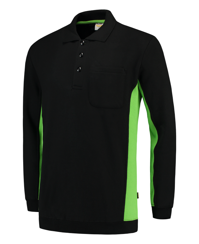 Tricorp Polosweater Bicolor Borstzak Black-Lime