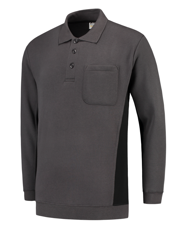 Tricorp Polosweater Bicolor Borstzak Darkgrey-Black