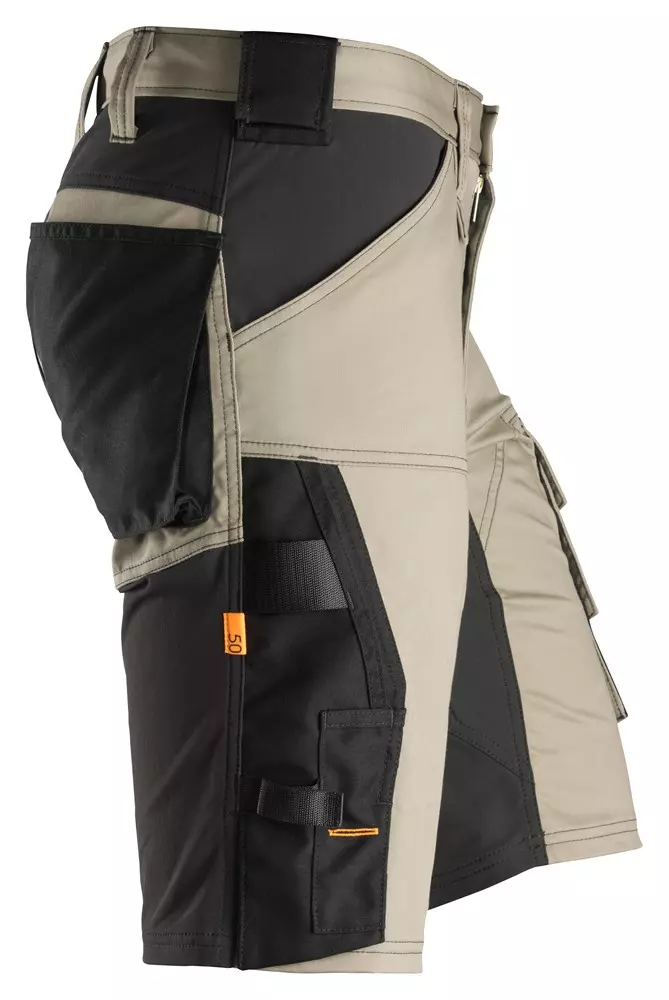 Snickers Korte Werkbroek 6143 - Stretch - Kaki/Zwart 