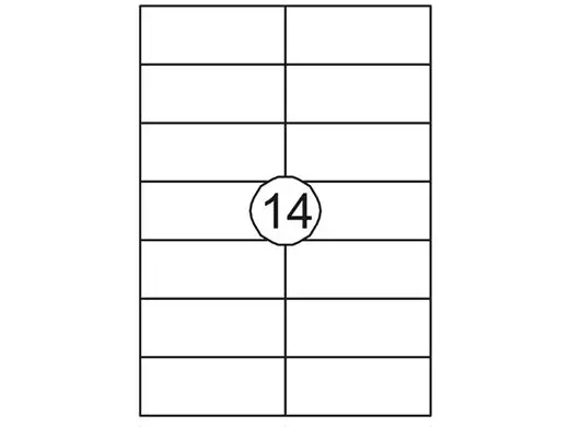 Etiket Laser/Kopieer 105x42.4mm Wit 14 Etiket/Vel 100 Vellen