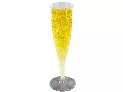 Champagneglas met zwarte voet 100ml Plastic