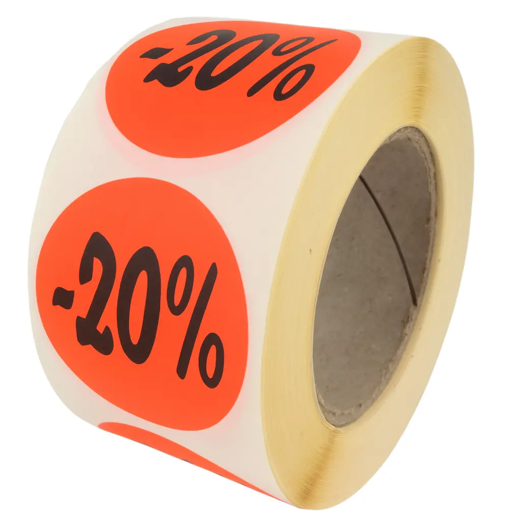 Etiket Rond 20% Ø27mm Rood 500 stuks