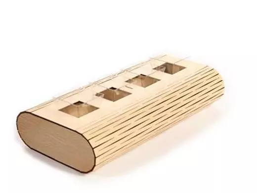 Serveerplateau Hout 30x15x6cm Voor 4 Amuse Bakjes