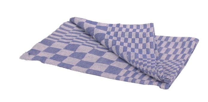 Theedoek 65x65cm linnen blauwe ruit (pak à 6st)