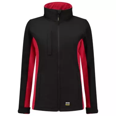 Softshell bicolor dames zwart rood