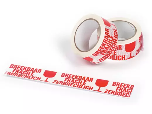 Tape PP Acryl Breekbaar 48mmx66m Rood/Wit