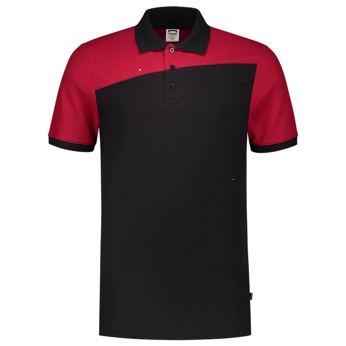 Polo Bicolor naden zwart/rood