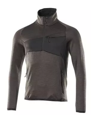 Fleecetrui met korte rits Accelerate donkerantraciet/zwart