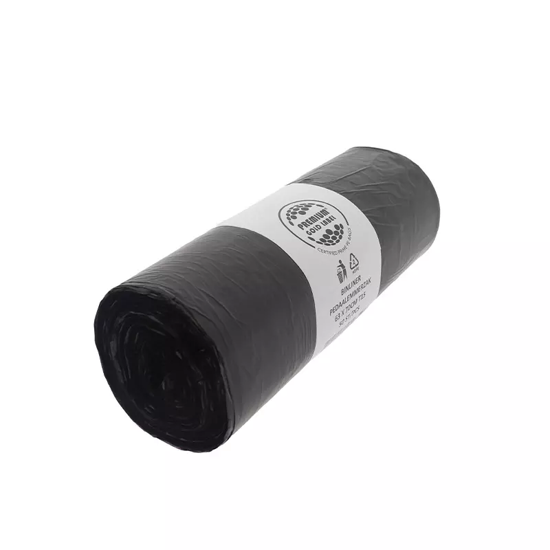 Afvalzak HDPE 63x70cm T15 10mu Zwart