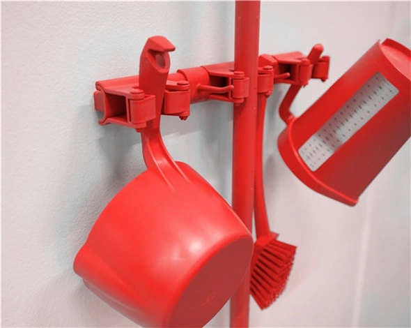Vikan Ophangsysteem Hi-Flex 3 klemmen & 2 haken Rood