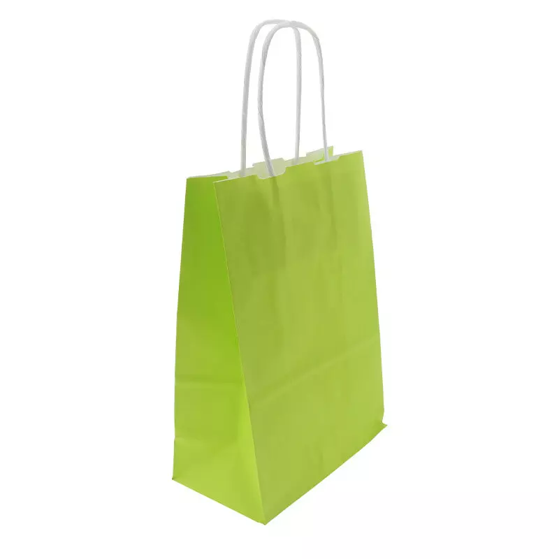 Papieren Draagtas 14x7x21cm Met Gedraaid Handvat Lime