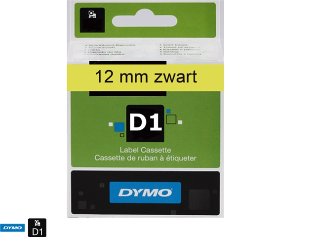 Labeltape Dymo 45018 12Mmx7M D1 Geel/Zwart