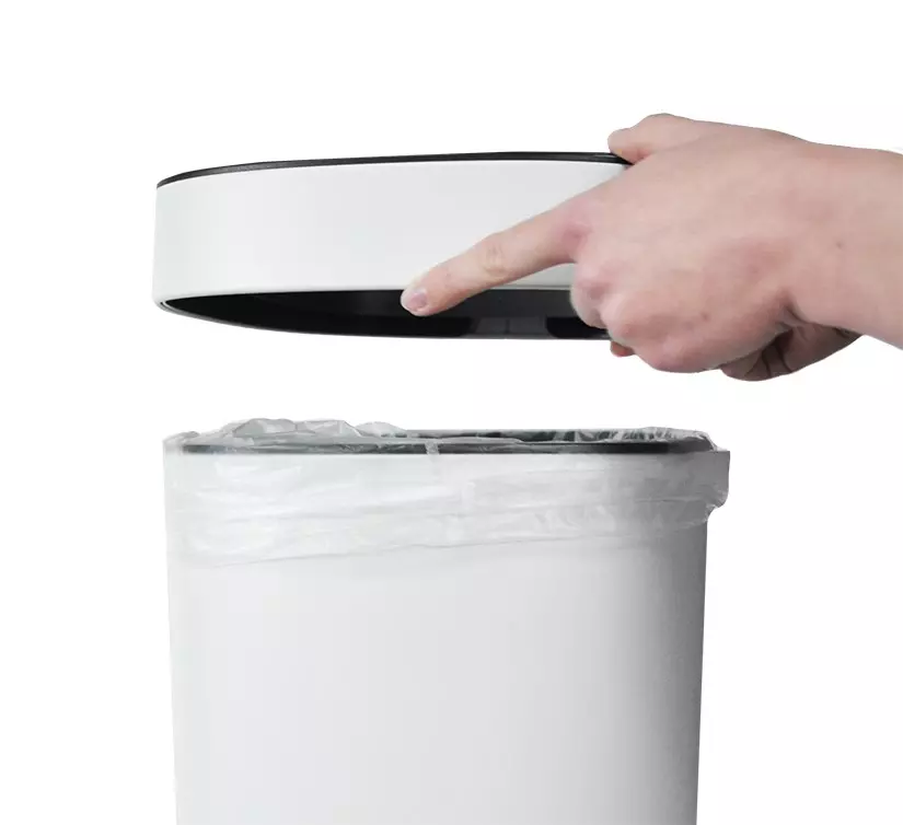 Afvalbak 20 Liter Metaal - Wit/Zwart - Desq