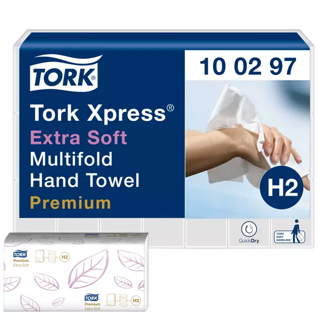 Papieren Handdoekjes Tork H2 Express Extra Soft Multifold 21,2x34cm 2-laags Wit Doos