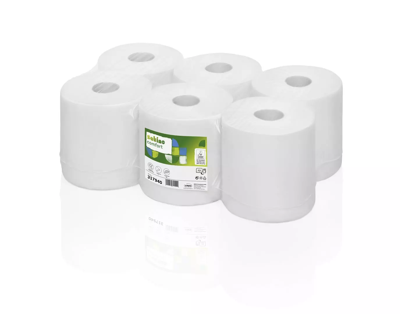 Papieren Handdoekrol Satino Comfort 150m 2-laags Wit