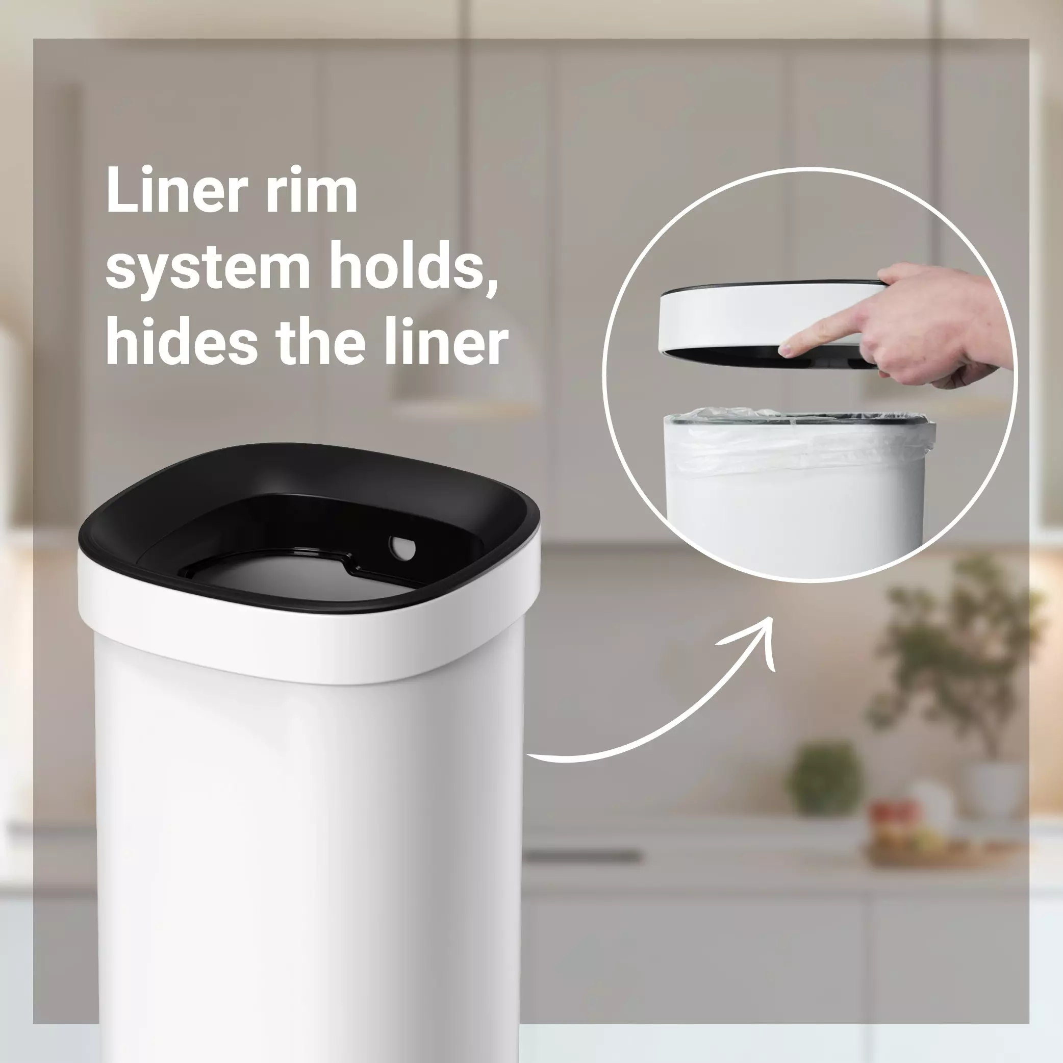 Afvalbak 20 Liter Metaal - Wit/Zwart - Desq