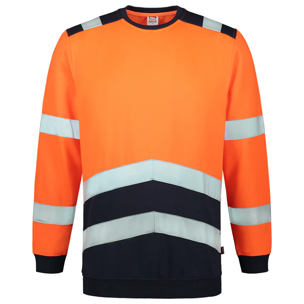 Sweater high vis Bicolor fluor oranje - marine
