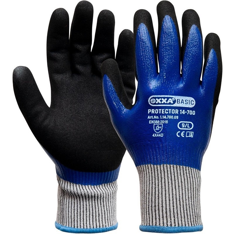 Handschoen snijbestendig zwart/blauw M-safe