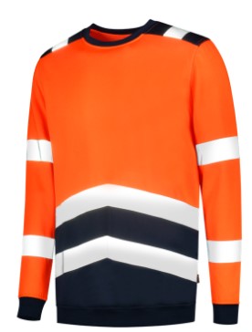Sweater high vis Bicolor fluor oranje - marine