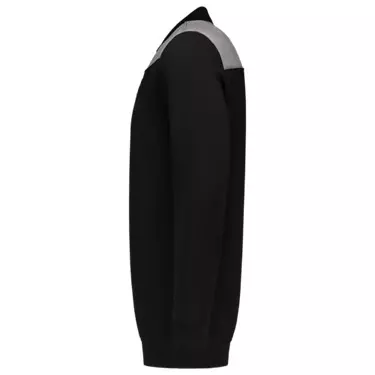 Polosweater Bicolor Naden zwart/grijs