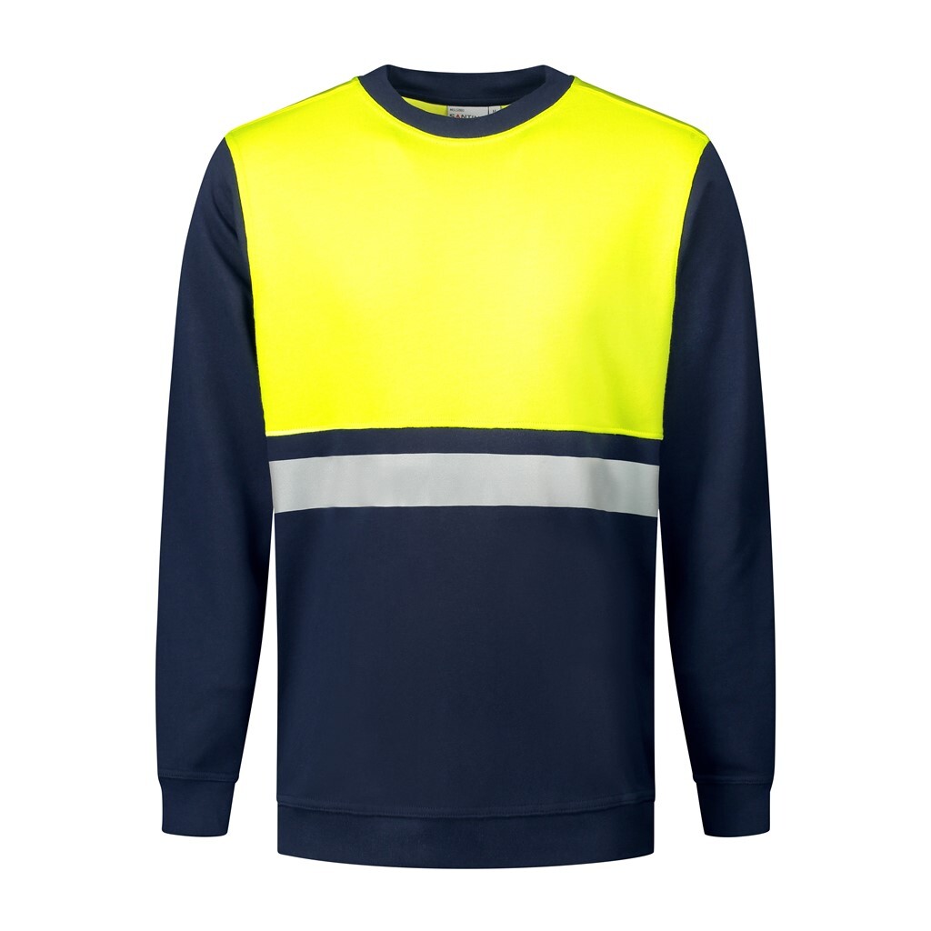 Santino Sweater O-hals Helsinki Real Navy / Fluor Yellow