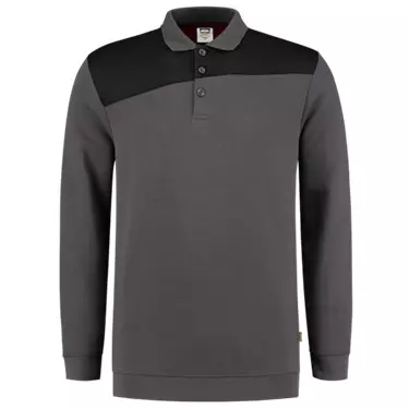 Polosweater Bicolor naden donkergrijs/ zwart
