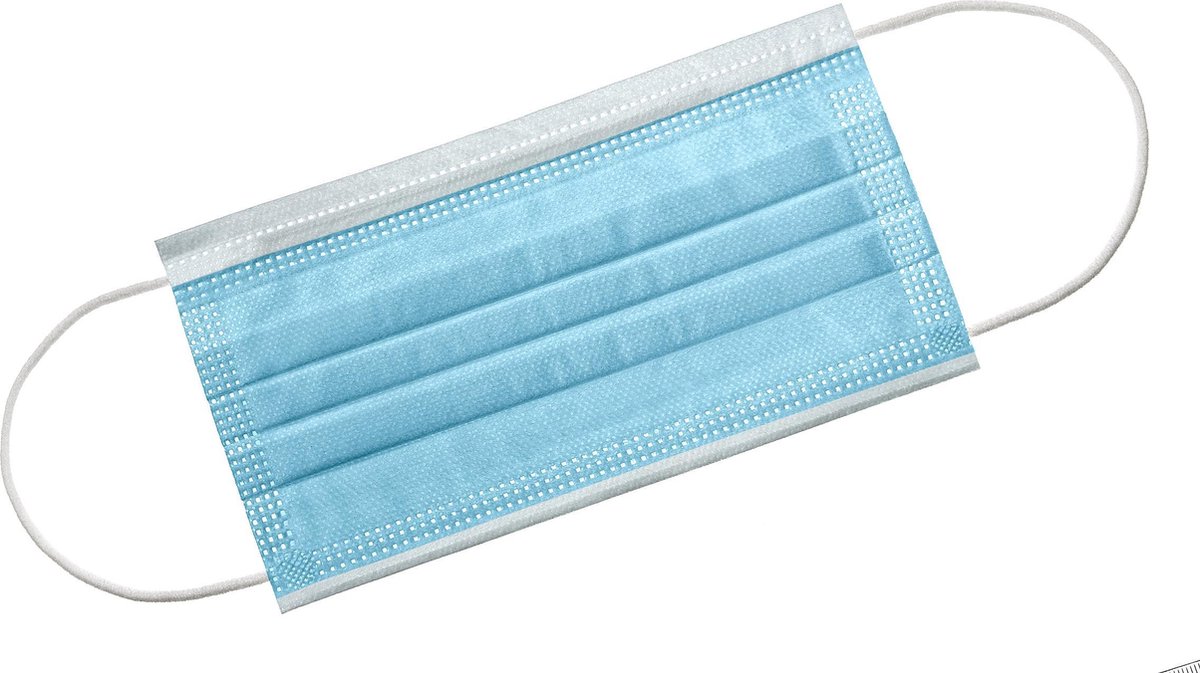 Mondmasker 3-laags nonwoven elastiek blauw (pak à 50st)