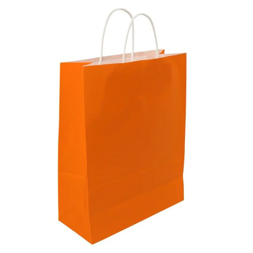 Papieren Draagtas 15x8,5x21cm Met Gedraaid Handvat Oranje