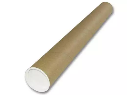 Verzendkoker 45cm rond +2 witte doppen Ø4cm Bruin