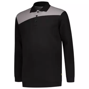 Polosweater Bicolor Naden zwart/grijs