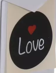 Etiket Rond Ø40mm LOVE Zwart/Wit/Rood 500 stuks