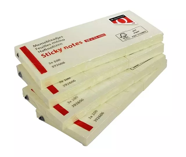Memoblok 38x51mm 100 vel Geel 12 stuks