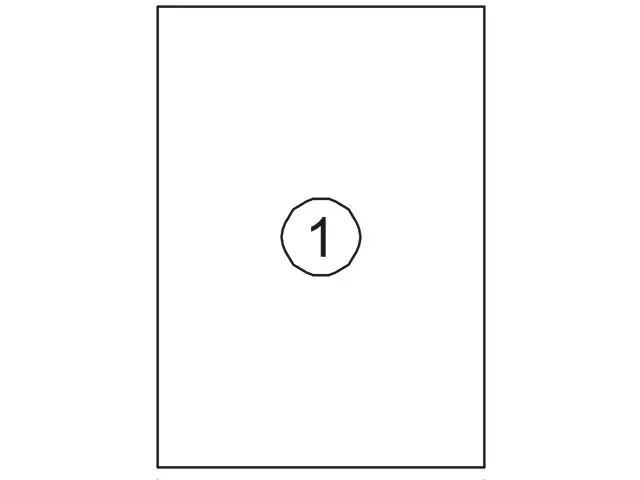 Etiket Laser/Kopieer 210x297mm Wit 1 Etiket/Vel 100 Vellen