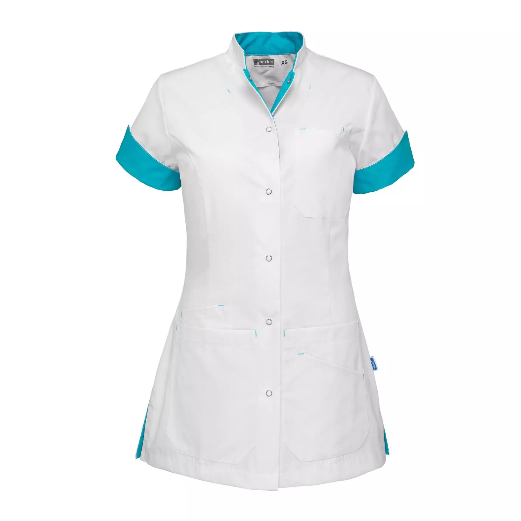 De Berkel zorgjas Livia voor dames in wit/turquoise