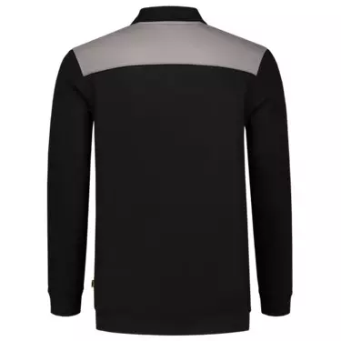 Polosweater Bicolor Naden zwart/grijs